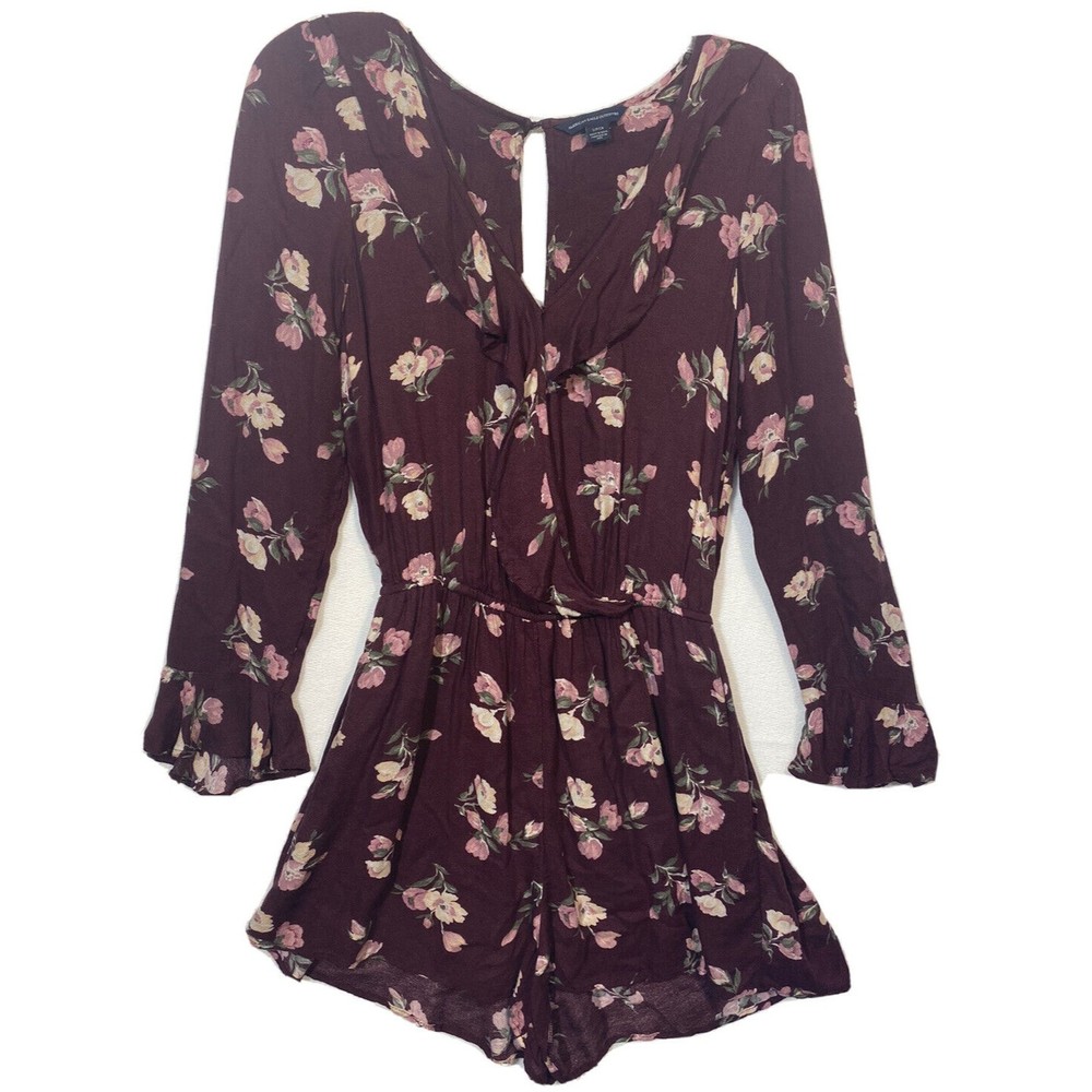 American Eagle Long Sleeve Short Floral Romper - Small